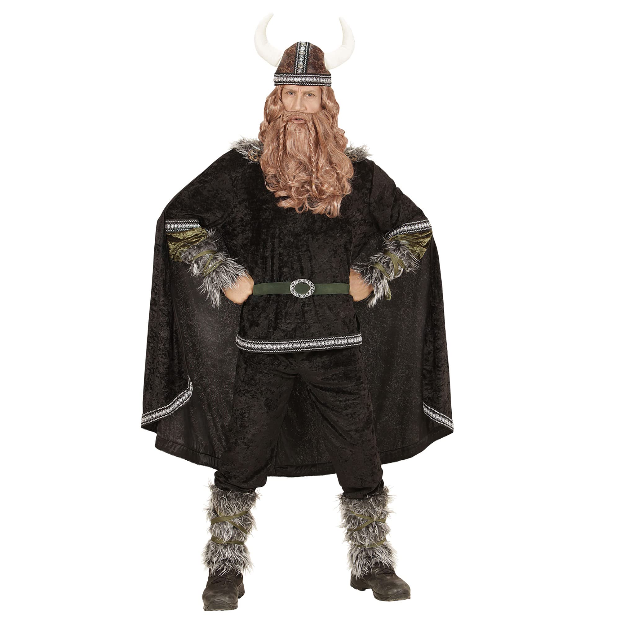 Widmann Viking costume, top, trousers, belt, arm warmers, leg warmers, cape, helmet, gallier, carnival, theme party
