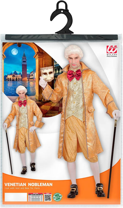 Widmann - Kostüm Venezianischer Edelmann, Mantel mit Weste, Fliege, Hose, Adeliger, Baron, Barock, Maskenball, Mottoparty, Karneval XL