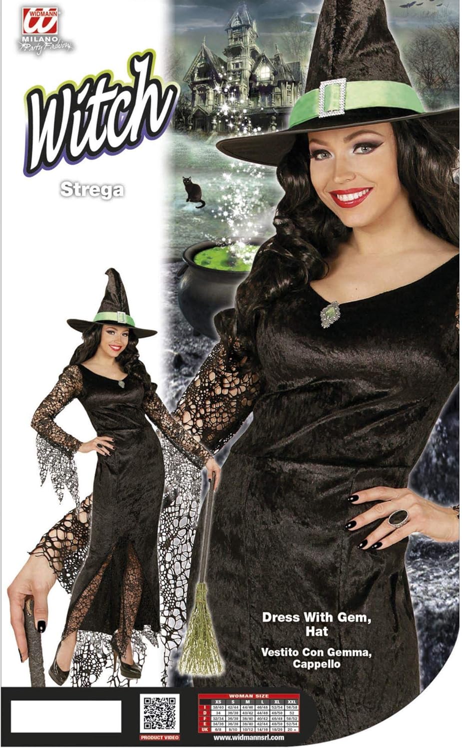 "WITCH" (dress with gem, hat) - (S)