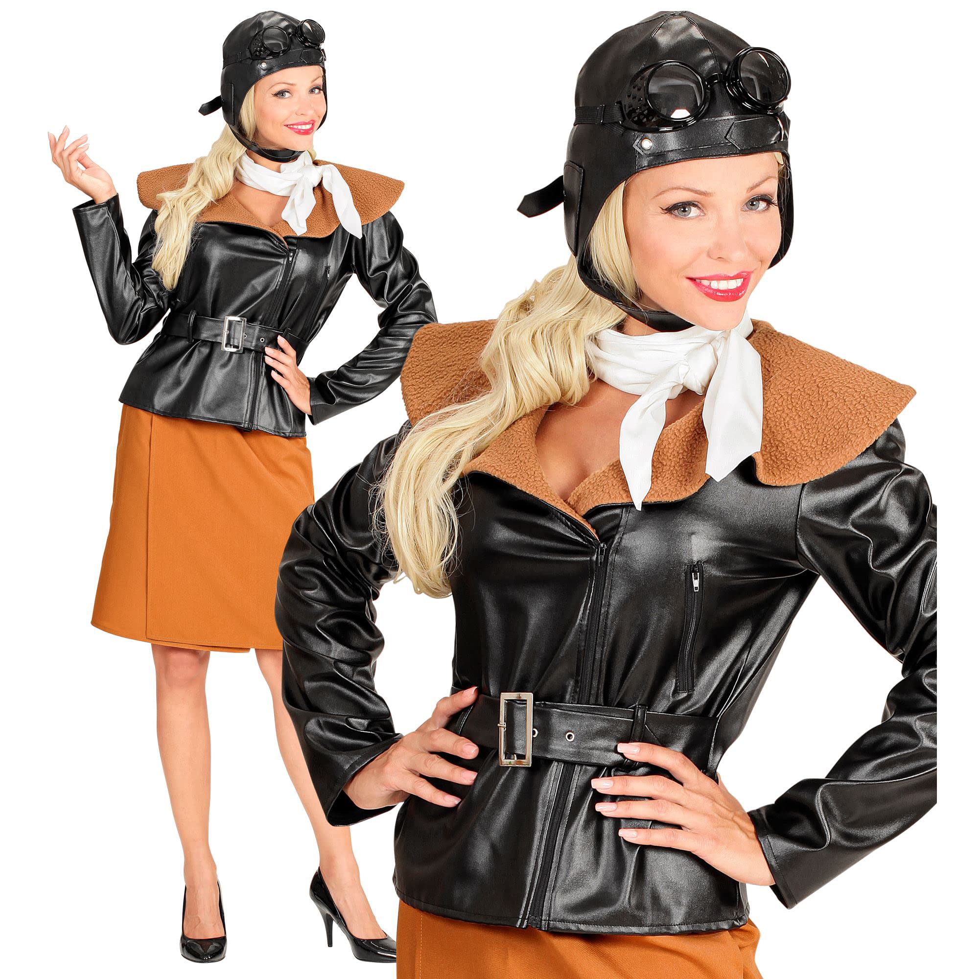 "RETRO AVIATOR GIRL" (jacket, skirt, scarf, hat) - (S)