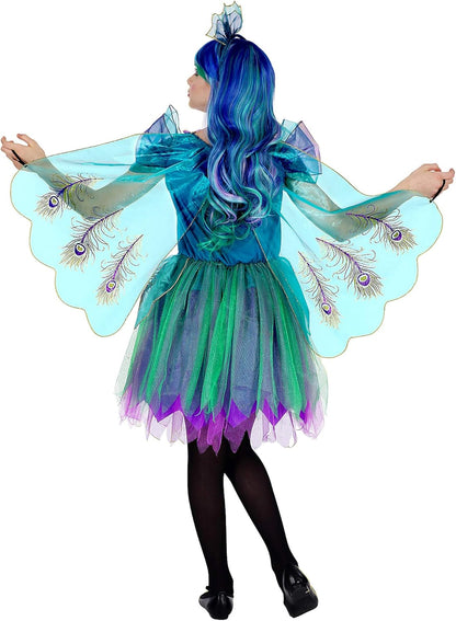 Pixie Girls Peacock Fairy Childs Kids Fancy Dress Costume Outift 11-13 Yrs 11-13 Years
