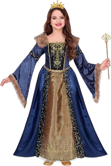 Widmann 07136 Medioevale da Bambina Medieval Queen Costume 128cm (5-7 Years) -Dress with Petticoat, Multi-Coloured, 05/07 anni 05-07 Years