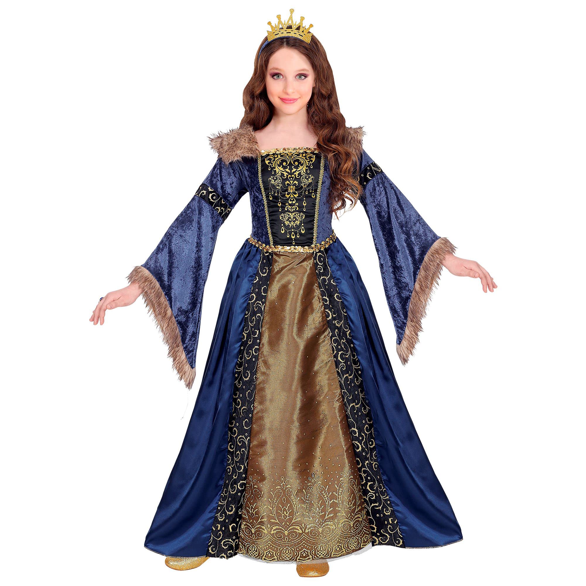 Widmann 07136 Medioevale da Bambina Medieval Queen Costume 128cm (5-7 Years) -Dress with Petticoat, Multi-Coloured, 05/07 anni 05-07 Years