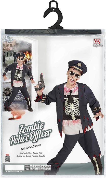 Widmann - Children's Zombie Policeman Costume Jacket with Shirt, Trousers, Hat, Halloween, Carnival, Theme Party 158