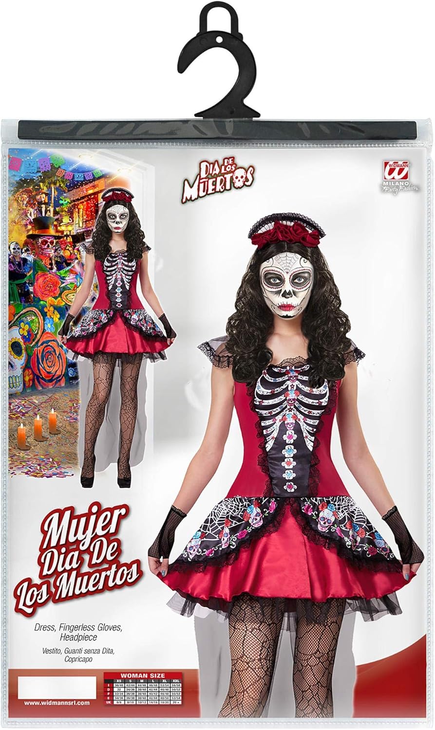 Widmann MUJER DIA DE LOS MUERTOS (dress, fingerless gloves, headpiece) - (XL)
