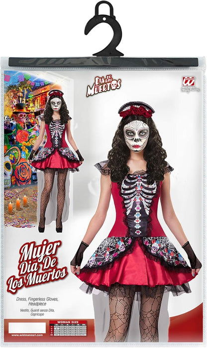 Widmann MUJER DIA DE LOS MUERTOS (dress, fingerless gloves, headpiece) - (XL)