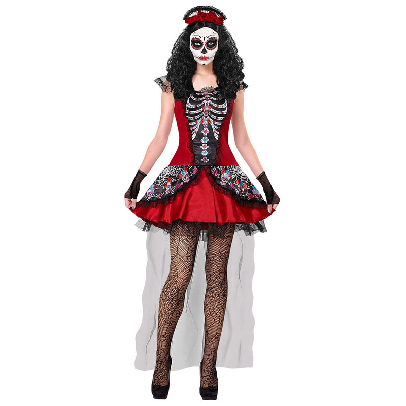 Widmann MUJER DIA DE LOS MUERTOS (dress, fingerless gloves, headpiece) - (XL)