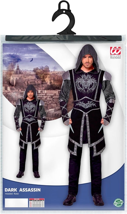 Widmann - Kostüm dunkler Mörder, Kasack mit Kapuze, Dark, Gothik, Halloween, Karneval, Mottoparty