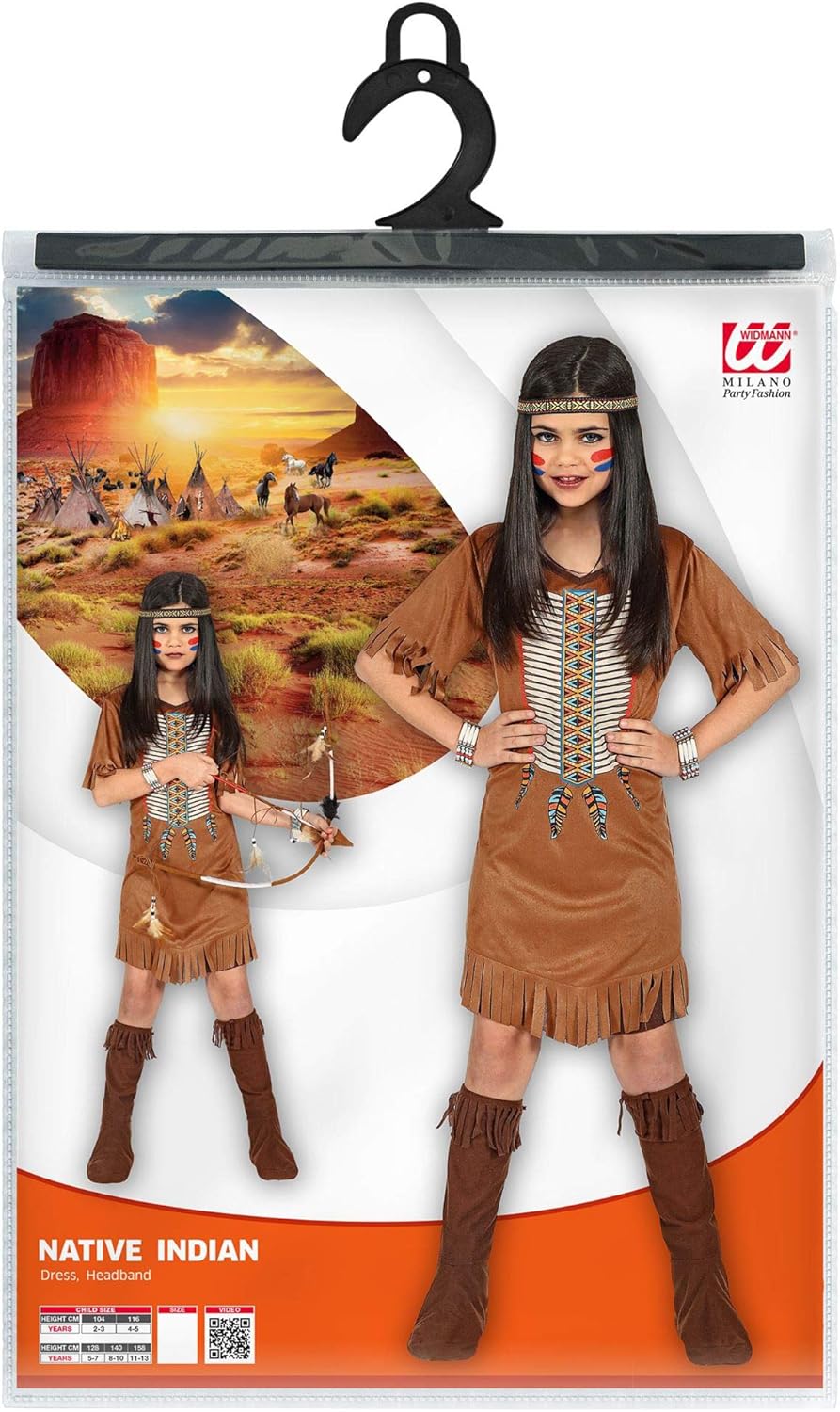 Widmann 07860 Children's Costume Indian Girl Brown 104 cm