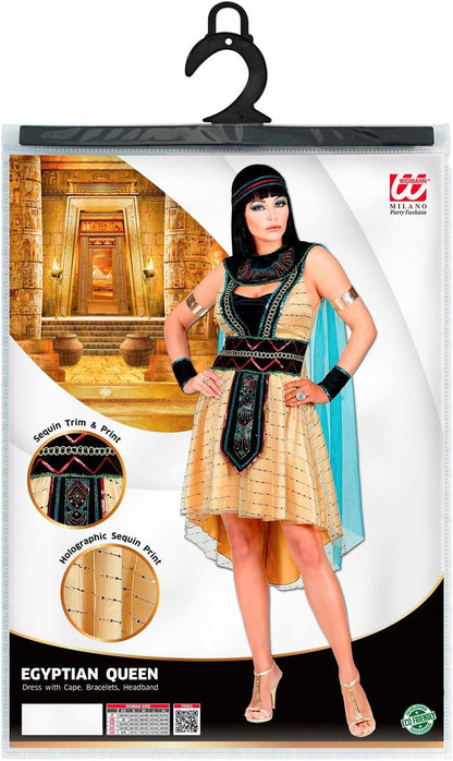 Widmann - Kostüm Ägyptische Herrscherin, Kleid mit Umhang, Armstulpen, Stirnband, Antike, Göttin, Pharaonen, Mottoparty, Karneval XS
