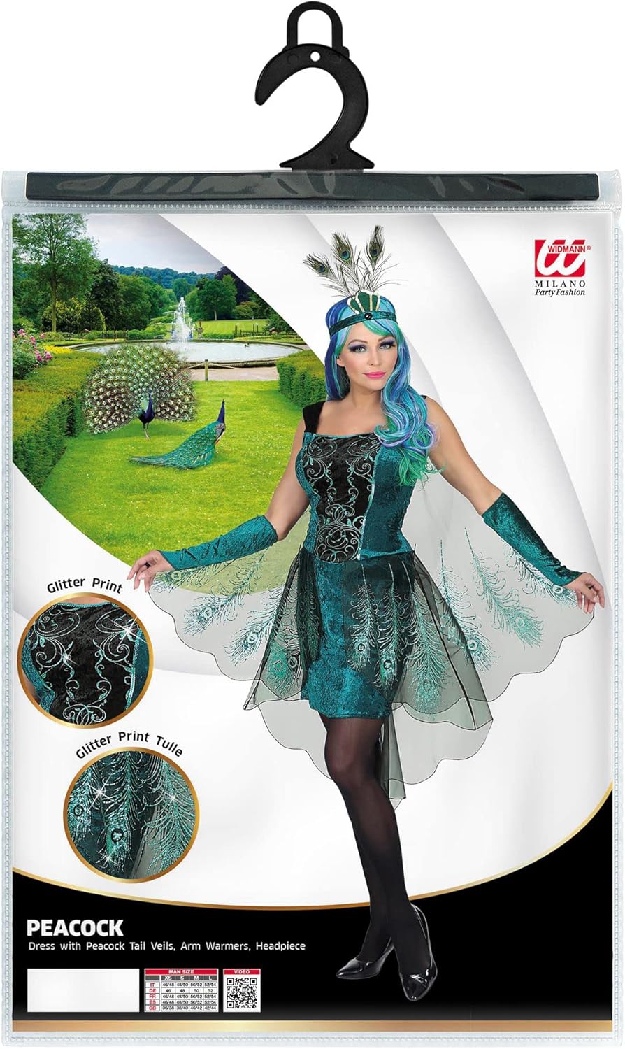 Widmann Pixie Womens Ladies Peacock Fairy Adult Fancy Dress Costume Outfit L