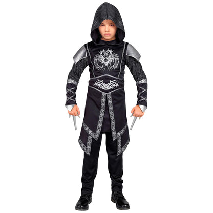 Widmann 08318 Children's Dark Knight Costume, Black, Medieval, Soldier, Ninja, Warrior, 158
