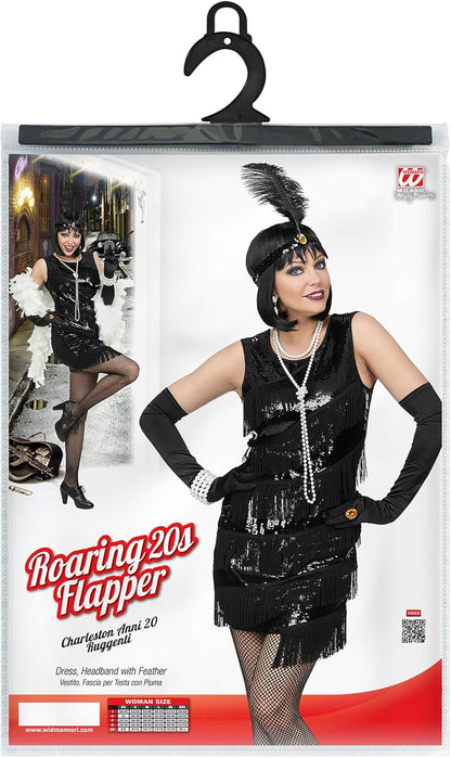 WIDMANN fancy dress costume Womens Ladies Roaring 20S Flapper Dancer Black Outfit XS
