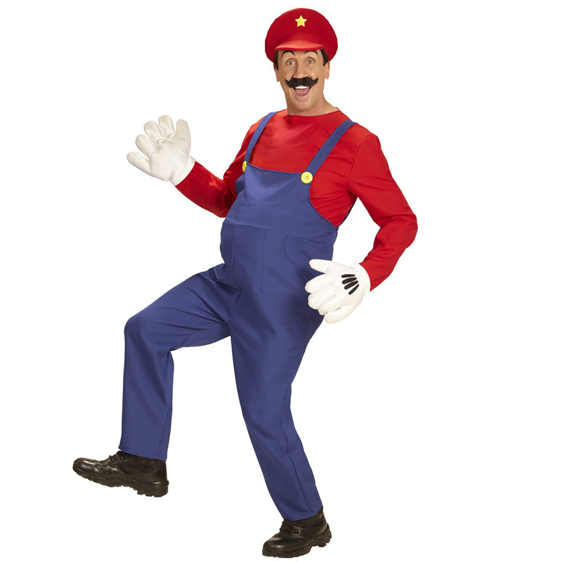 WIDMANN Adult Mens Red and Blue Super Plumber Costume. Includes Overalls, Shirt and Hat. Fancy Dress, Outfit, World Book Day, Halloween, Carnival, Stag Do