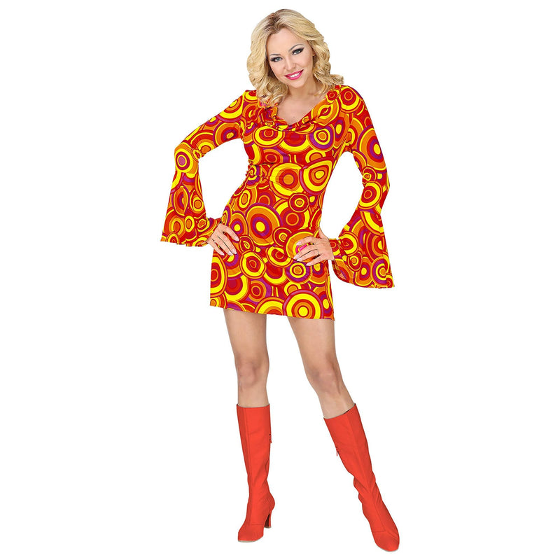 Widmann 09312 - Disco Style 70s Costume, Bubbles, Dress, Dancing Queen, Carnival Costumes, Carnival, Size M 10-12