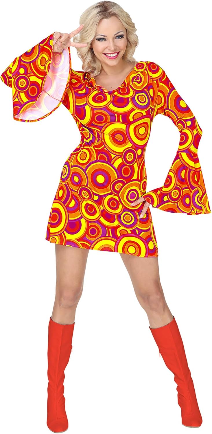 Widmann 09312 - Disco Style 70s Costume, Bubbles, Dress, Dancing Queen, Carnival Costumes, Carnival, Size M 10-12