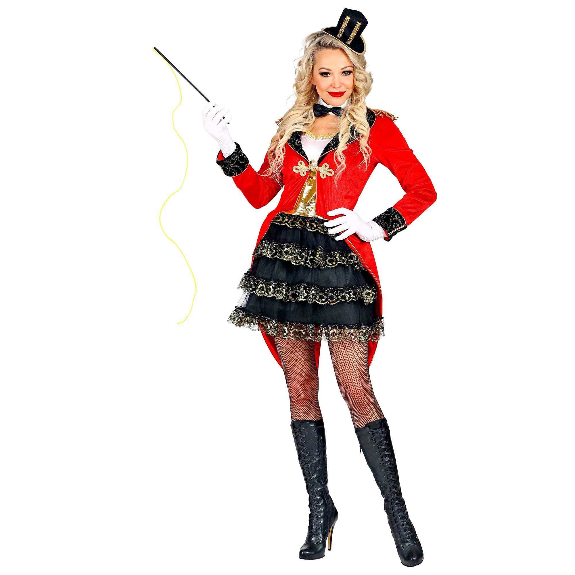 Widmann - Kostüm Zirkusdirektorin, Frack mit Tutukleid, Halsband mit Fliege, Mini-Zylinder, Handschuhe, Peitsche, Karneval, Mottoparty