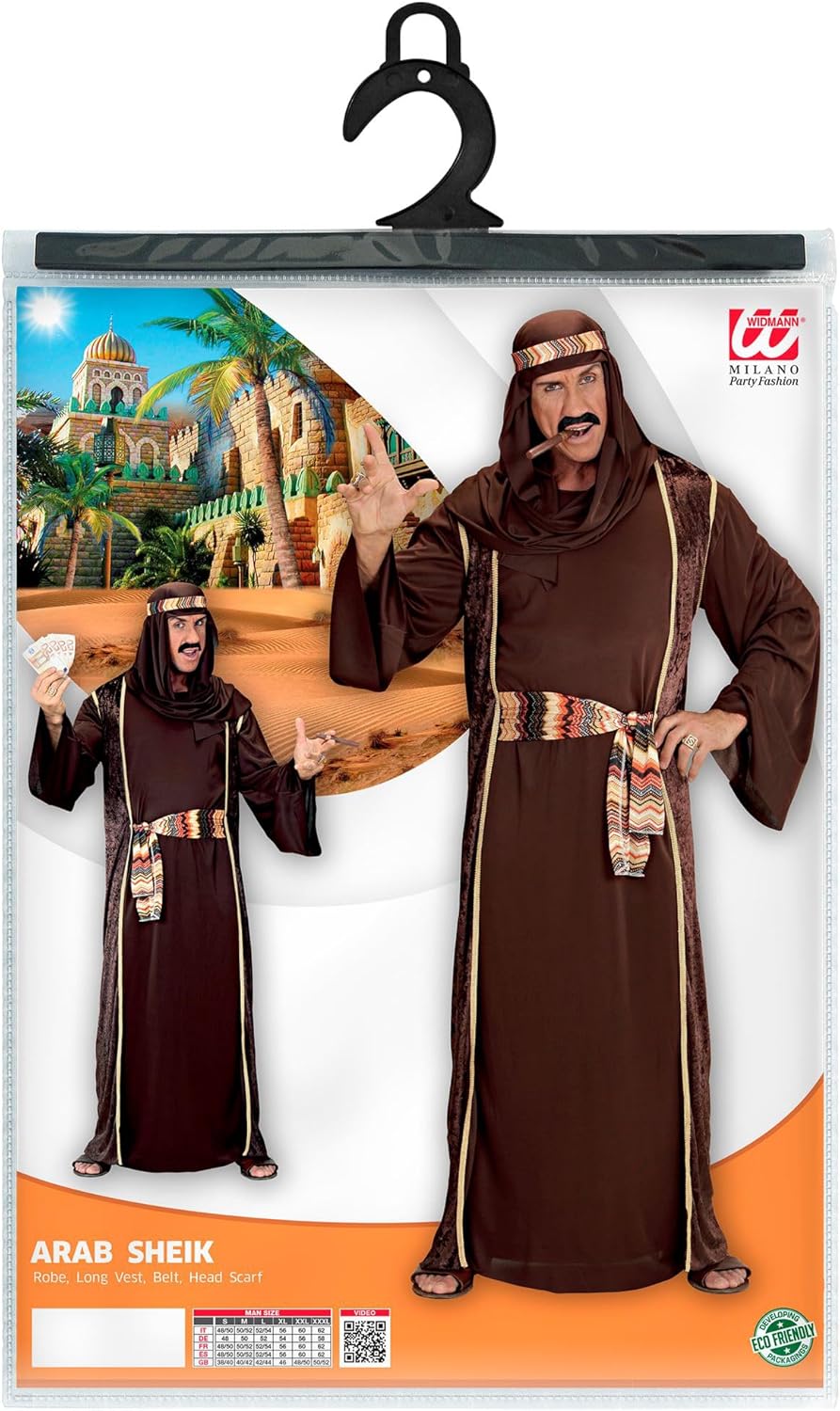 Widmann Arab Sheik (Robe - Long Vest - Belt - Head Scarf) S Brown