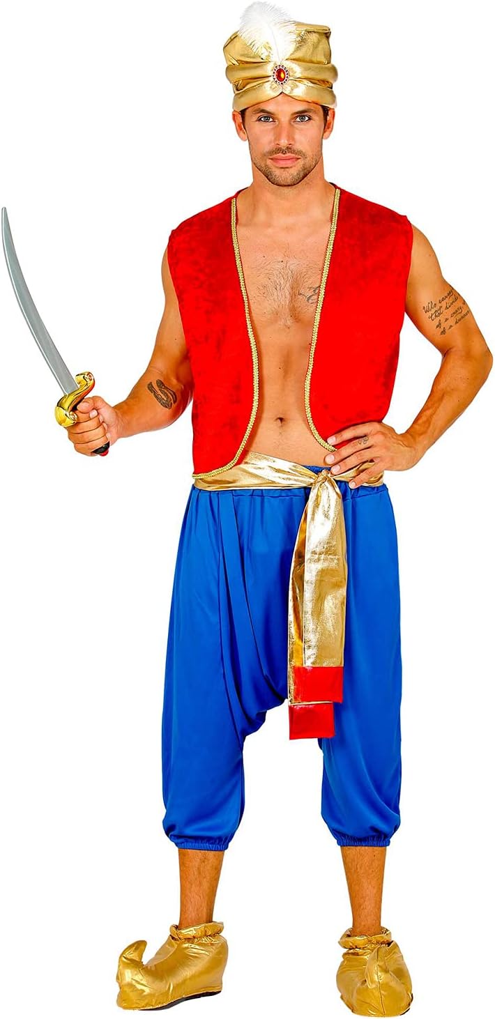 Widmann - Aladdin costume, vest, trousers, sash, turban, king of thieves, theme party, carnival, fancy dress