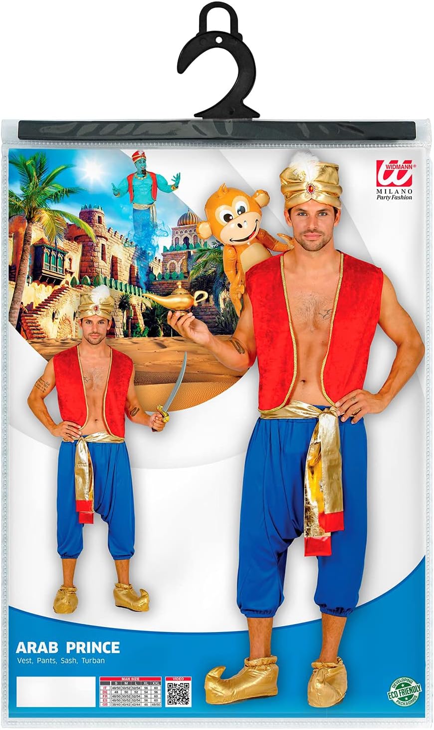 Widmann - Aladdin costume, vest, trousers, sash, turban, king of thieves, theme party, carnival, fancy dress
