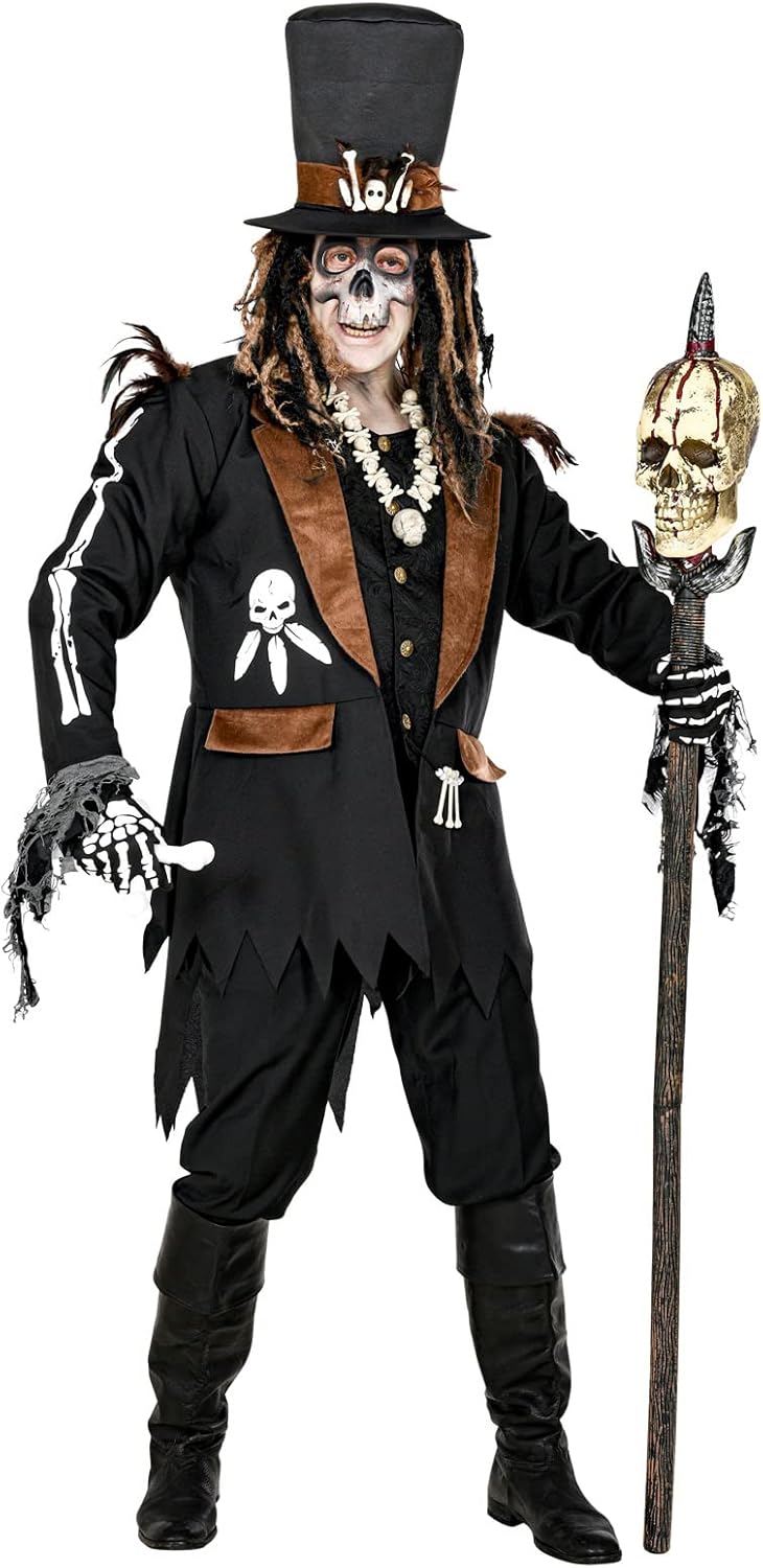 Widmann Voodoo Priest Costume Top with Vest, Hat, Witch Doctor, Theme Party, Halloween, Carnival XL