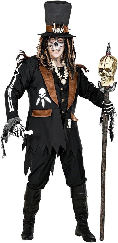 Widmann Voodoo Priest Costume Top with Vest, Hat, Witch Doctor, Theme Party, Halloween, Carnival XL