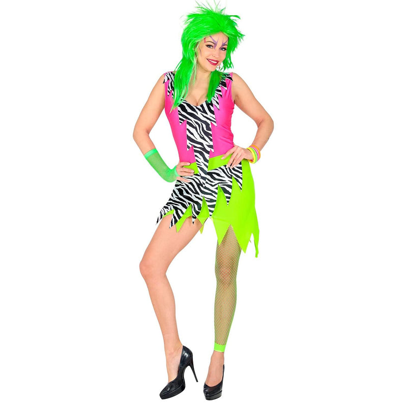 "THE 80s FASHION" (dress, fingerless fishnet gloves) - (XS)
