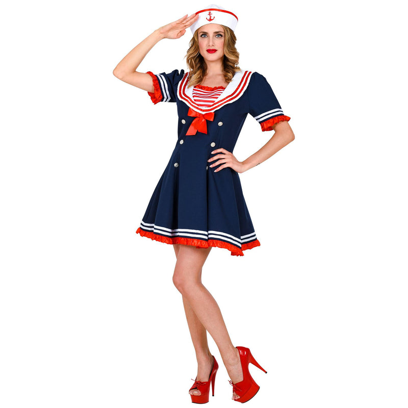 Widmann - Sailor costume, dress, mesh underskirt, hat, navy, uniform, theme party, carnival