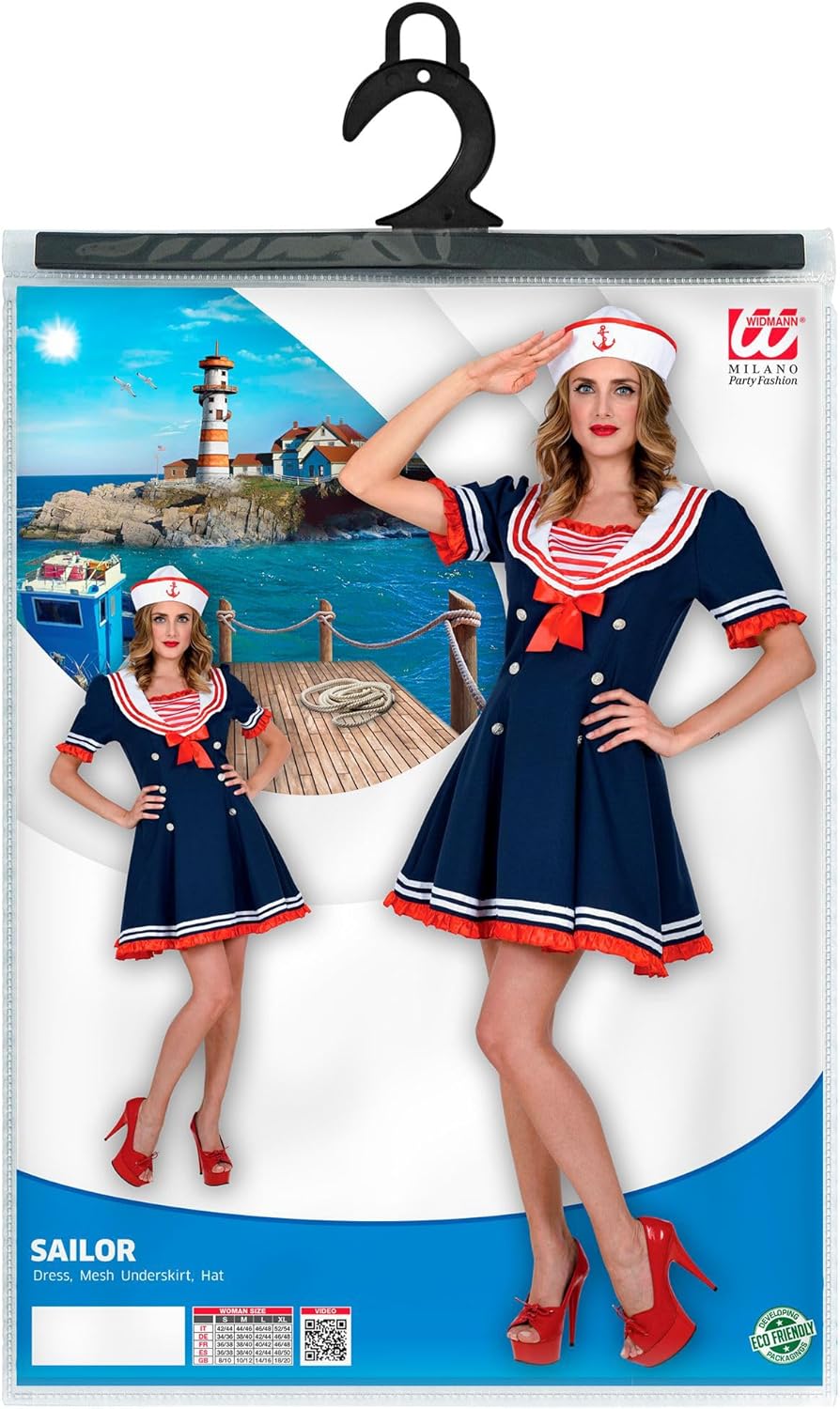 Widmann - Sailor costume, dress, mesh underskirt, hat, navy, uniform, theme party, carnival