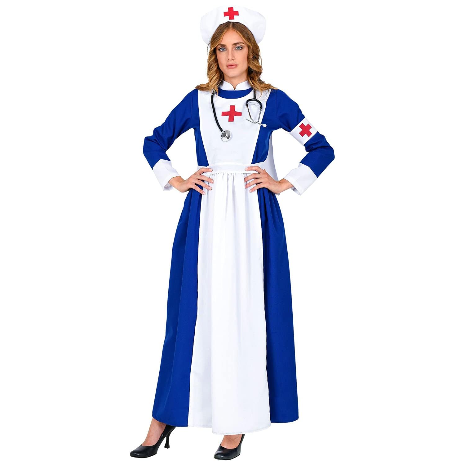 Widmann - Kostüm Retro Krankenschwester, Kleid, Haube, Armbinde, traditionell, Ärztin, Motto-Party, Karneval