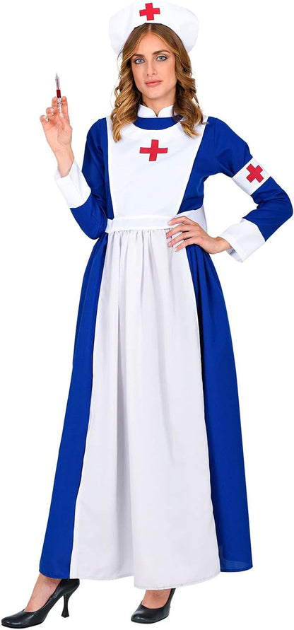 Widmann - Kostüm Retro Krankenschwester, Kleid, Haube, Armbinde, traditionell, Ärztin, Motto-Party, Karneval