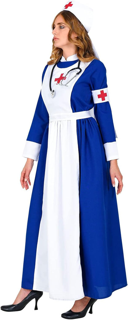 Widmann - Kostüm Retro Krankenschwester, Kleid, Haube, Armbinde, traditionell, Ärztin, Motto-Party, Karneval