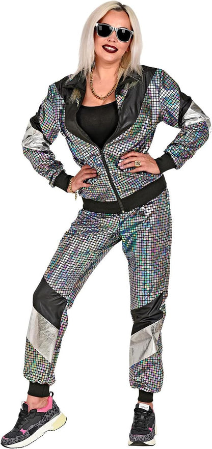 WIDMANN 80s Tracksuit Costume, Multi-Colour, Jacket and Trousers, Disco, Jogging Suit, Retro Style, Bad Taste Party, Carnival XXL