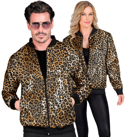 Widmann Party Fashion Bomber (Animalier Leopard Sequin Bomber) (S/M) Gold