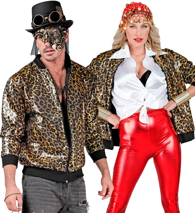 Widmann Party Fashion Bomber (Animalier Leopard Sequin Bomber) (S/M) Gold