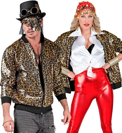 Widmann Party Fashion Bomber (Animalier Leopard Sequin Bomber) (S/M) Gold