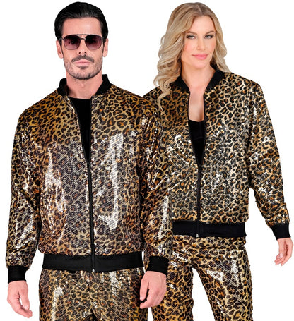 Widmann Party Fashion Bomber (Animalier Leopard Sequin Bomber) (S/M) Gold