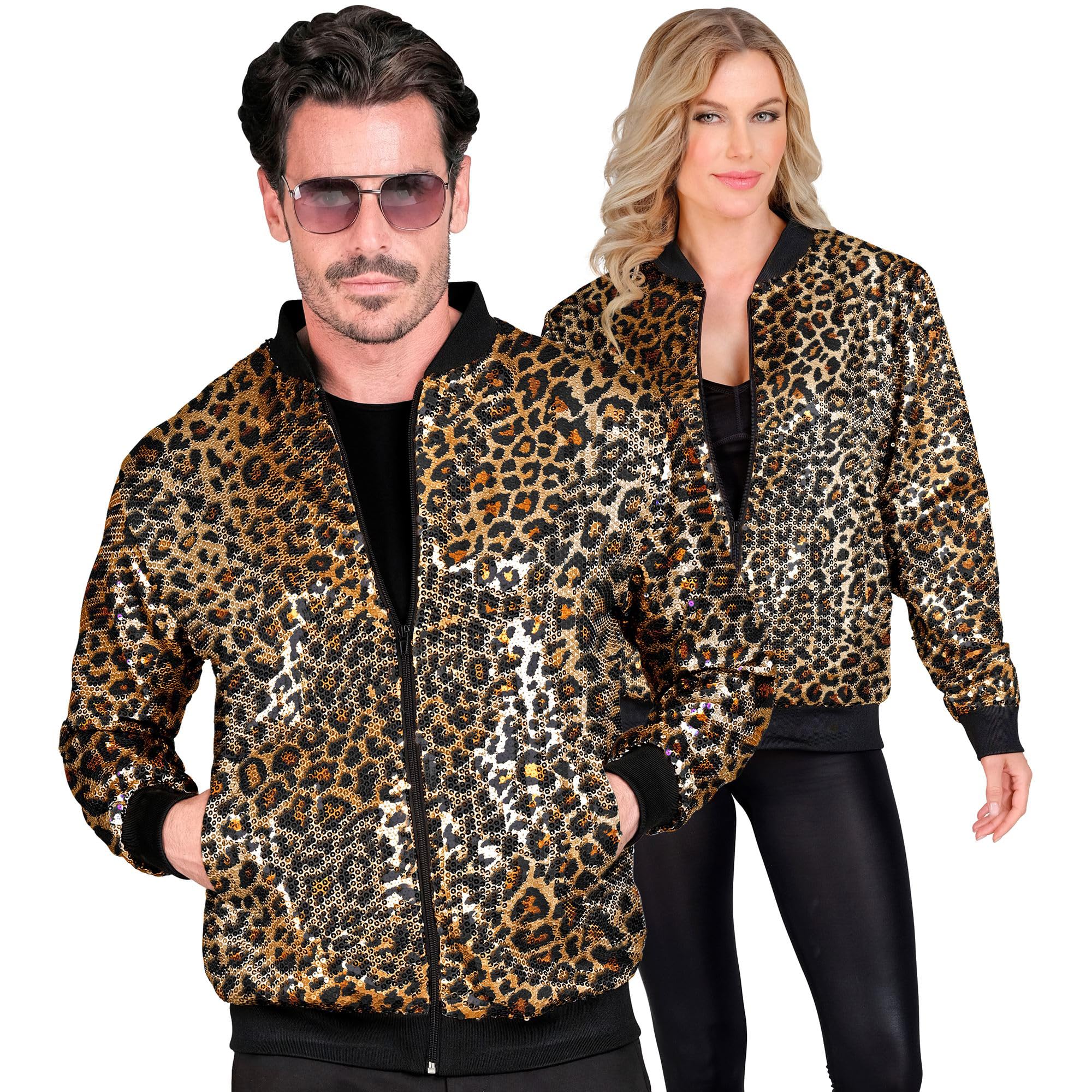 Widmann W MILANO Party Fashion Unisex Party Fashion Bomber Jacket with Sequins Party Fashion Bomber Jacket (Pack of 1) L-XL Brown