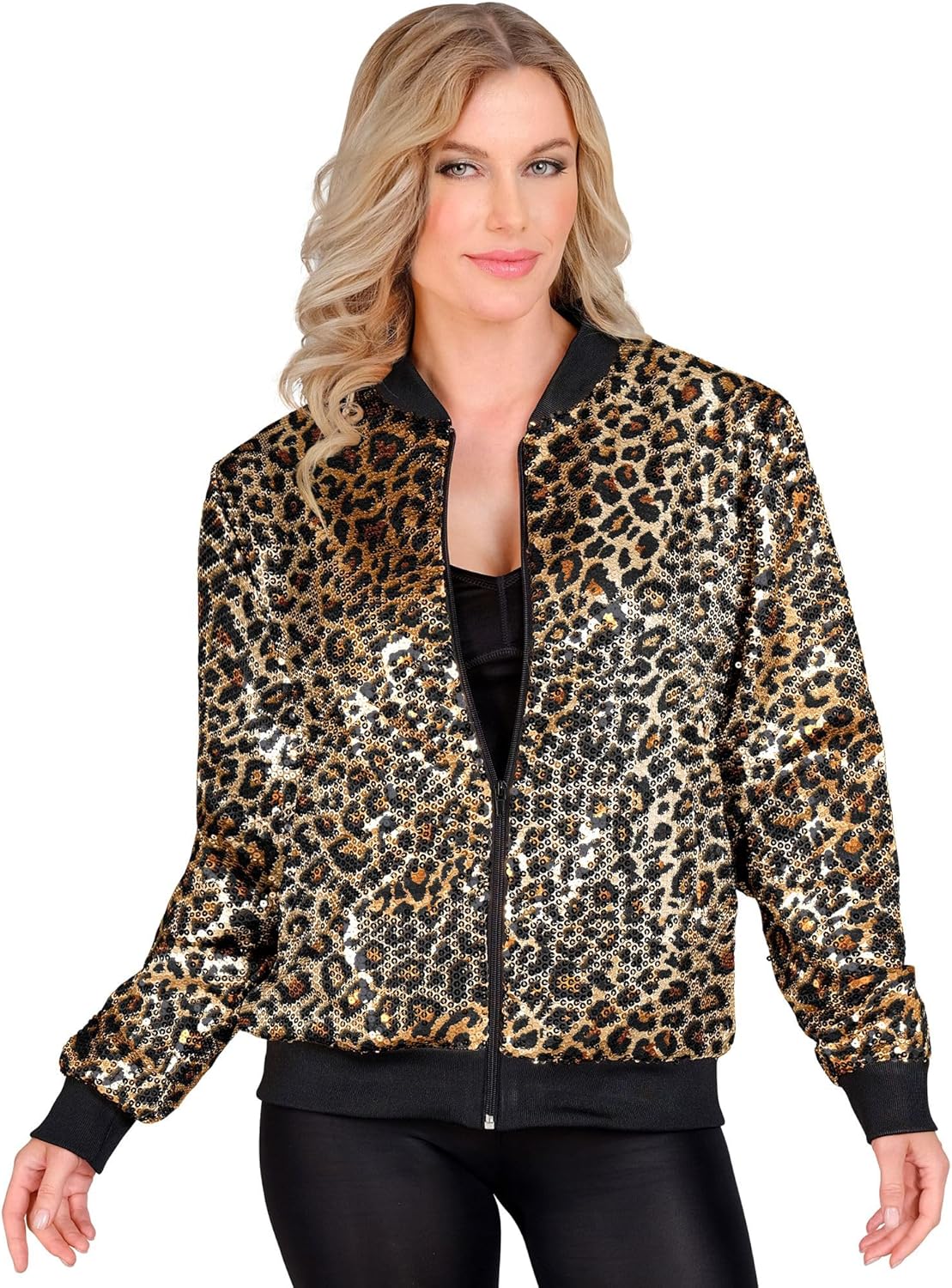 Widmann W MILANO Party Fashion Unisex Party Fashion Bomber Jacket with Sequins Party Fashion Bomber Jacket (Pack of 1) L-XL Brown