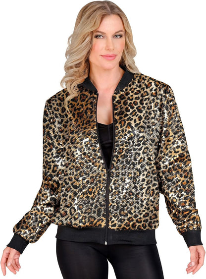Widmann W MILANO Party Fashion Unisex Party Fashion Bomber Jacket with Sequins Party Fashion Bomber Jacket (Pack of 1) L-XL Brown