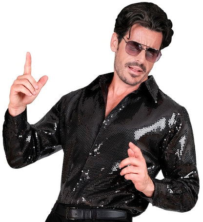 Widmann Party Fashion Shirt (Silver Sequin Shirt) (XXL) Silver
