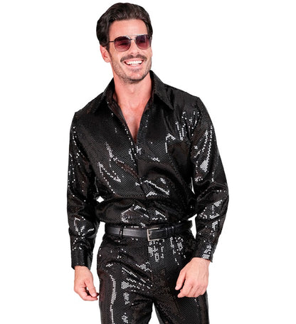 Widmann Party Fashion Shirt (Silver Sequin Shirt) (XXL) Silver