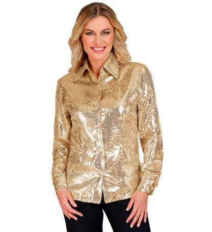 Widmann Party Fashion Shirt (Gold Sequin Shirt) (L/XL) Gold