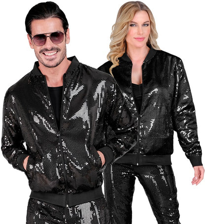 Widmann Party Fashion Bomber (Black Sequin Bomber) (L/XL) Black