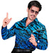 Widmann Party Fashion Shirt (Blue Waves Sequin Shirt) (S/M) Turquoise / Light Blue