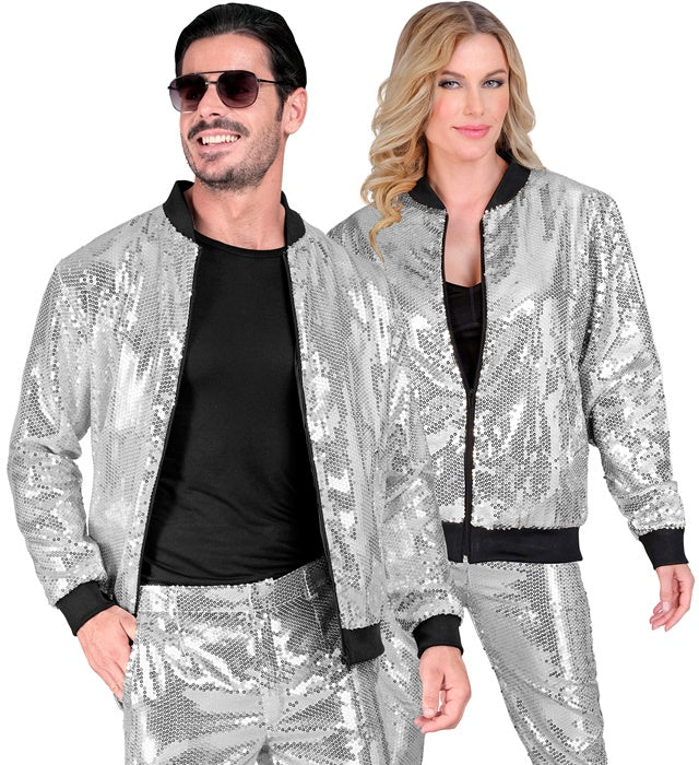 Widmann Party Fashion Bomber (Silver Sequin Bomber) (S/M) Silver