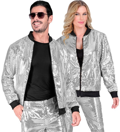 Widmann Party Fashion Bomber (Silver Sequin Bomber) (S/M) Silver