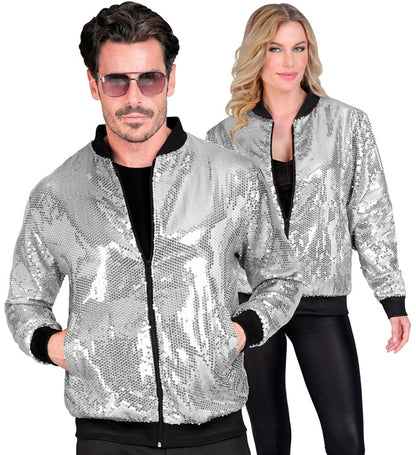 Widmann Party Fashion Bomber (Silver Sequin Bomber) (L/XL) Silver