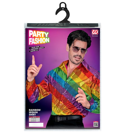 Widmann Party Fashion Shirt (Rainbow Sequin Shirt) (L/XL) Rainbow
