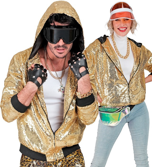 Widmann Party Fashion Hooded Bomber (Black Sequin Hooded Bomber) (XXL) Black